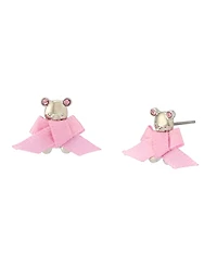 Betsey Johnson Faux Stone Teddy Bear Bow Stud Earrings