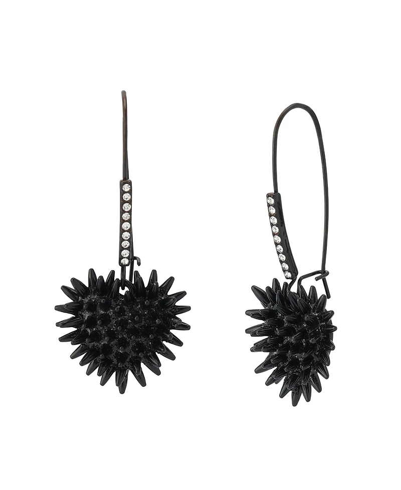 Betsey Johnson Faux Stone Spiky Heart Dangle Earrings