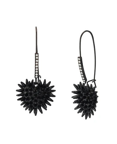Betsey Johnson Faux Stone Spiky Heart Dangle Earrings
