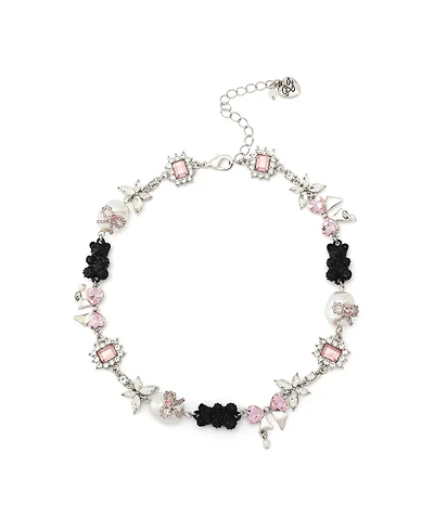Betsey Johnson Faux Stone Teddy Bead Charm Collar Necklace