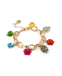 Betsey Johnson Faux Stone Sugar Skull Charm Bracelet - Multi