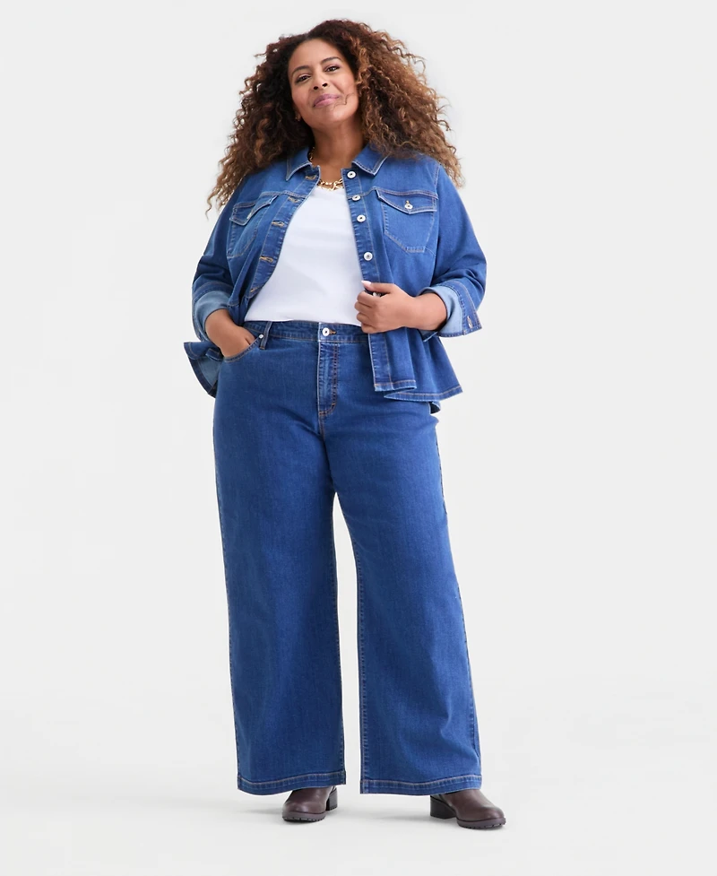 Style & Co Plus High-Rise Wide-Leg Jeans, Macy's Exclusive
