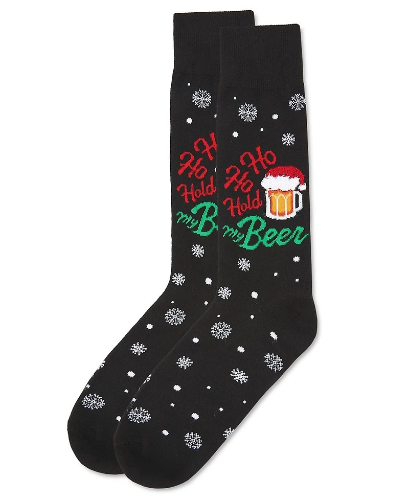 MeMoi Men's Hold My Beer Holiday Crew Socks