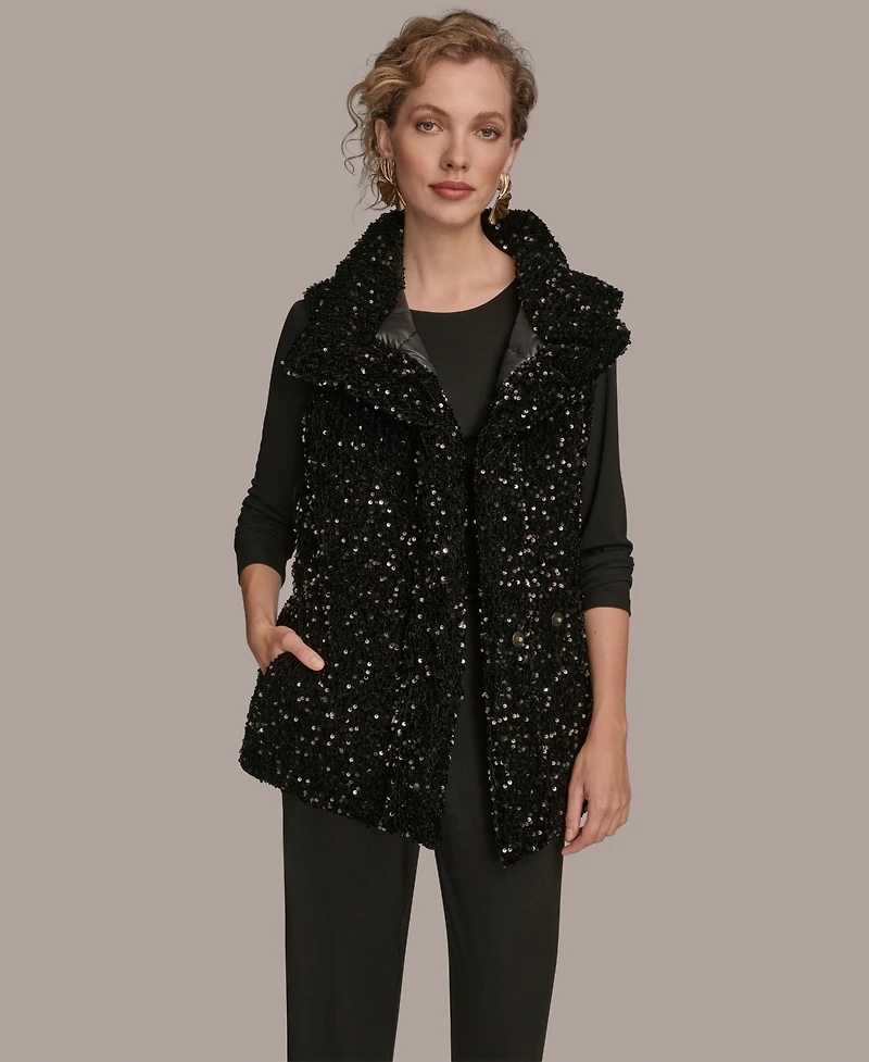 Donna Karan New York Women's Tie Waist Sequin Vest