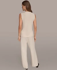 Donna Karan New York Womens Crewneck Sleeveless Sweater Pull On Sweater Pants