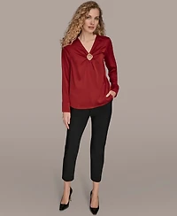 Donna Karan New York Women's V-Neck Embellished Top