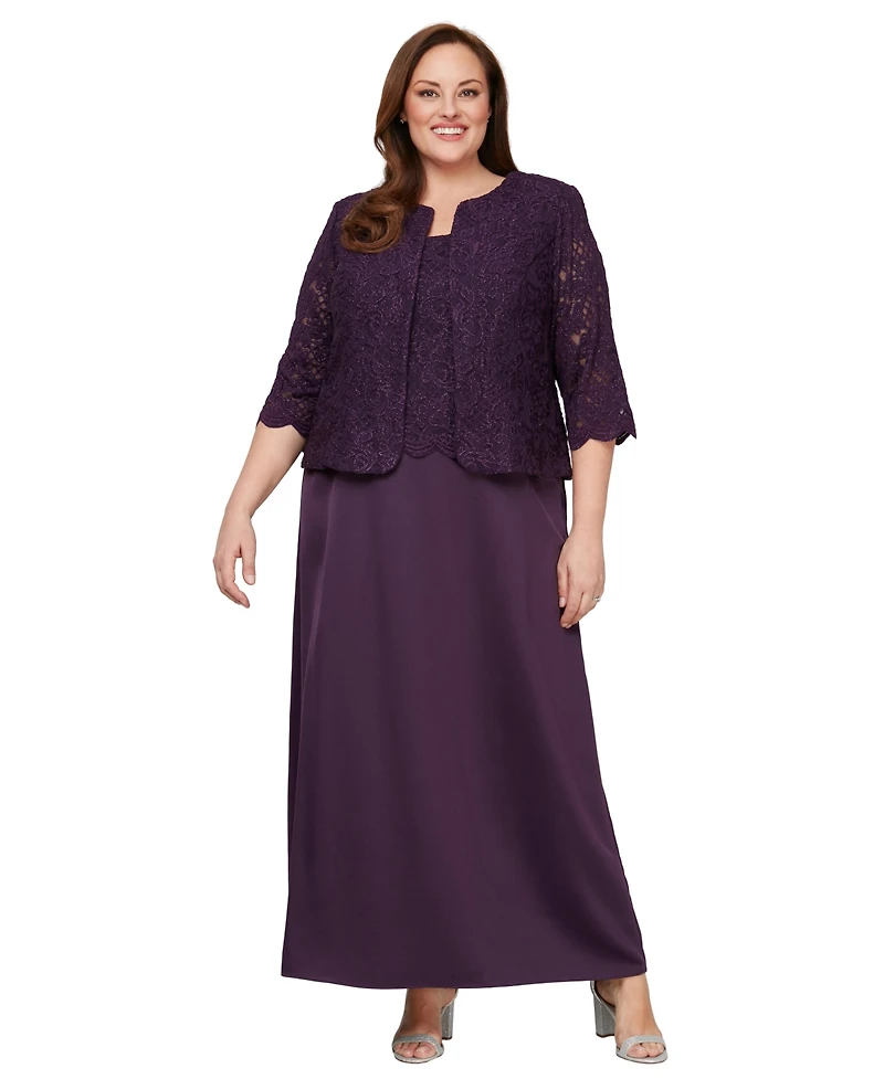 Alex Evenings Plus Lace Dress & Jacket