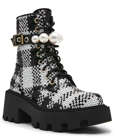 Betsey Johnson Women's Jonnie Embellished Combat Booties