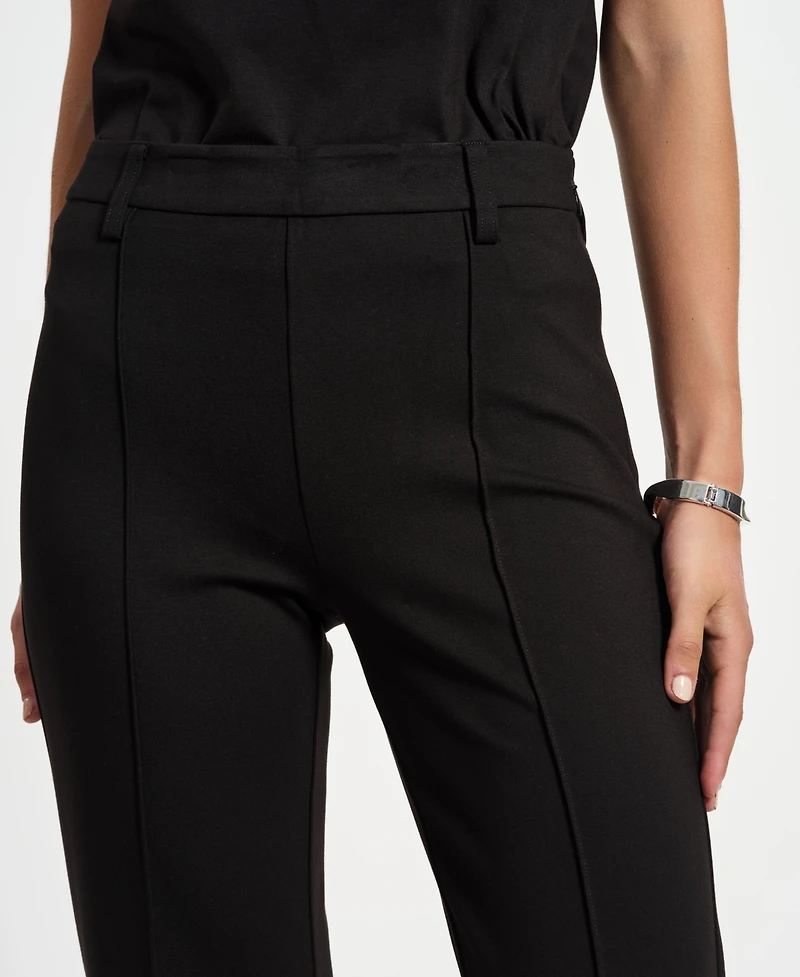 Isaac Mizrahi Women's Ponte Flare Mid Rise Pants