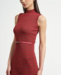 Isaac Mizrahi Women's Sleeveless Belted Midi Sweater Dress