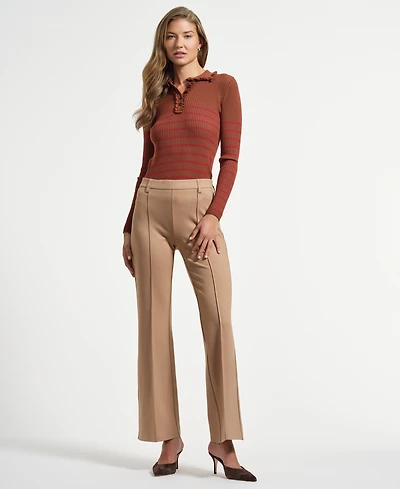Isaac Mizrahi Women's Ponte Flare Mid Rise Pants