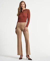 Isaac Mizrahi Women's Ponte Flare Mid Rise Pants