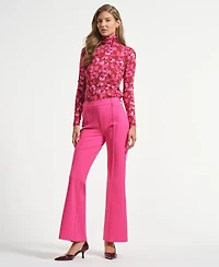 Isaac Mizrahi Women's Ponte Flare Mid Rise Pants