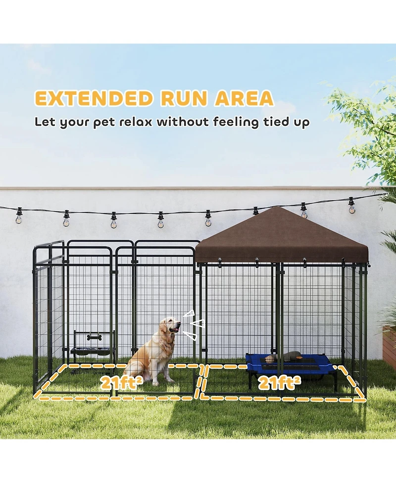 PawHut Dog Kennel Outdoor for Large and Medium Dogs, 9.3' x 4.6' x 5.2'