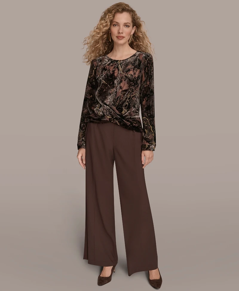 Donna Karan New York Women's Printed Long Sleeve Top
