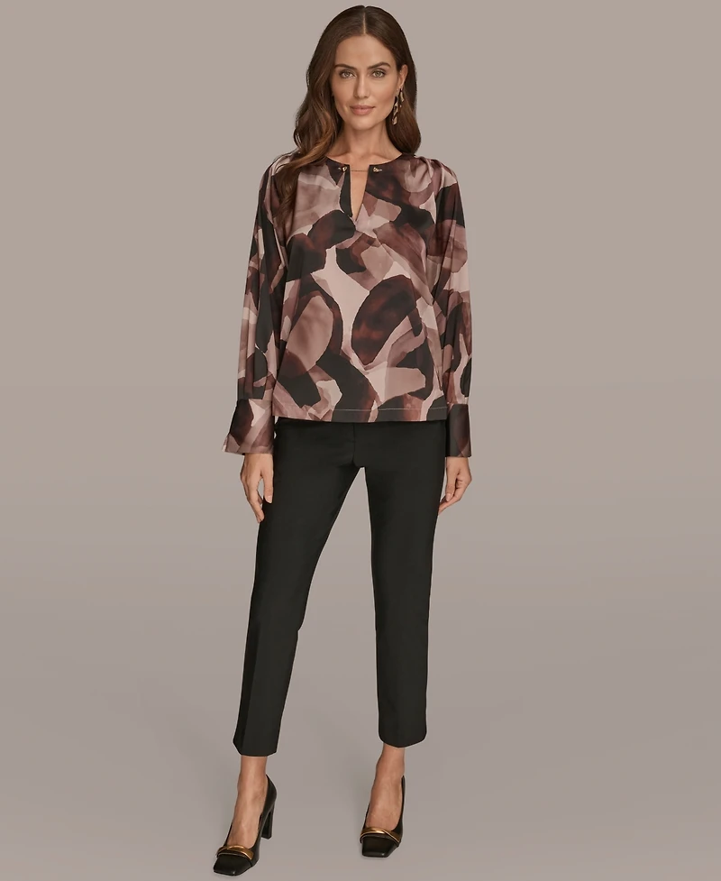 Donna Karan New York Women's Long Sleeve Printed Blouse