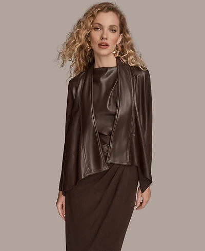 Donna Karan New York Women's Open Front Faux Leather Jacket