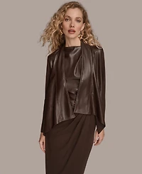 Donna Karan New York Women's Open Front Faux Leather Jacket