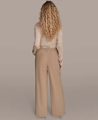 Donna Karan New York Women's Pleated Wide Leg Pull On Pants