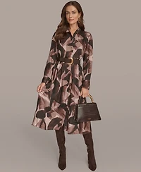 Donna Karan New York Women's Belted Printed Shirtdress