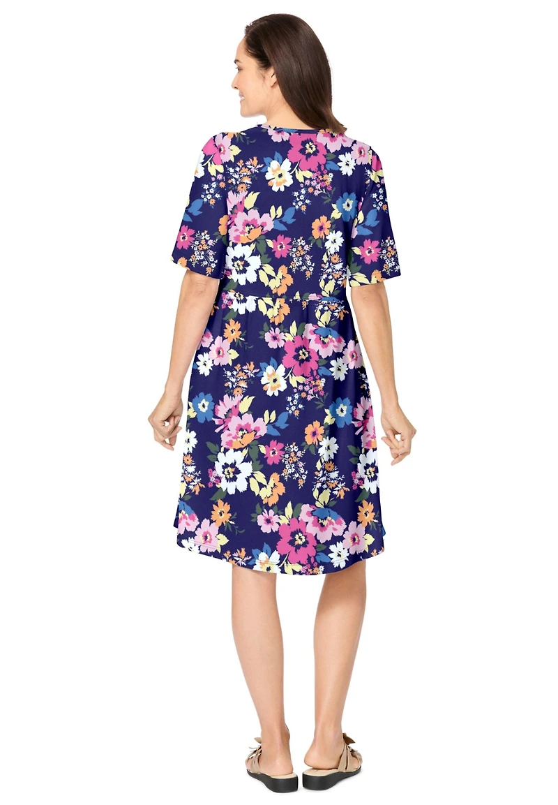 Woman Within Plus Button-Front Short Essential Dress