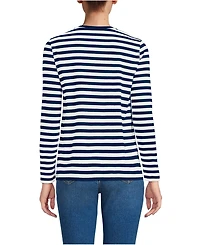 Lands' End Women's Relaxed Supima Cotton Long Sleeve Crew Neck T-Shirt