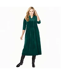 Woman Within Plus Pintuck Velour Dress