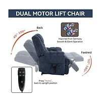 Maison Boucle Chenille Power Lift Recliner for Seniors with Heat & Massage, Dual Motor Electric Chair, Infinite Position-Maison