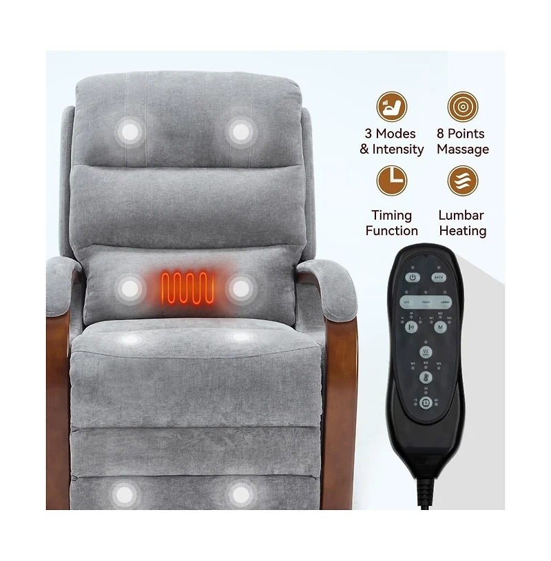 Maison Boucle Dual Motor Power Lift Recliner with Massage & Heat, Infinite Position Electric Chair with Solid Wood Arms-Maison Boucle