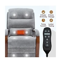 Maison Boucle Dual Motor Power Lift Recliner with Massage & Heat, Infinite Position Electric Chair with Solid Wood Arms-Maison Boucle