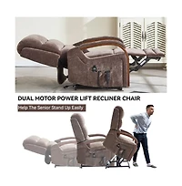 Maison Boucle Dual Motor Power Lift Recliner with Massage & Heat, Infinite Position Electric Chair Solid Wood Arms-Maison