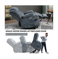 Maison Boucle Power Lift Recliner with Heat & Massage, Electric Chenille Chair Usb Port, Cup Holders Heavy-Duty 350 Lbs Support-Maison