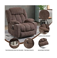 Maison Boucle Power Lift Recliner with Heat & Massage, Electric Chenille Chair Usb Port, Cup Holders Heavy-Duty 350 Lbs Support-Maison