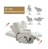 Maison Boucle Chenille Power Lift Recliner for Seniors with Heat & Massage, Dual Motor Electric Chair, Infinite Position-Maison
