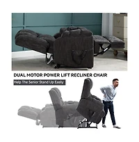 Maison Boucle Chenille Power Lift Recliner for Seniors with Heat & Massage, Dual Motor Electric Chair, Infinite Position-Maison