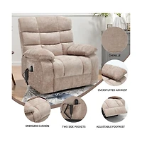 Maison Boucle Oversized Chenille Power Lift Chair with Massage & Heat, Dual Motor Electric Recliner, Infinite Position-Maison