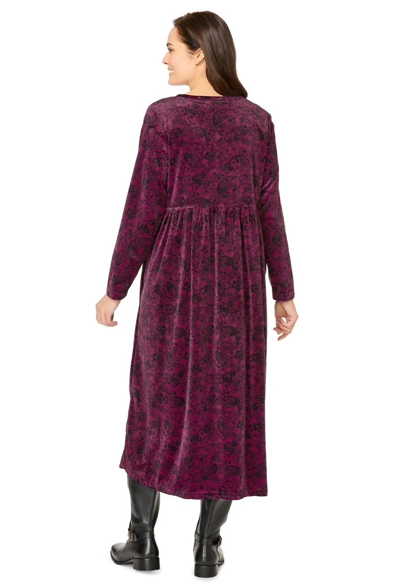Woman Within Plus Size 21-Button Velour Dress