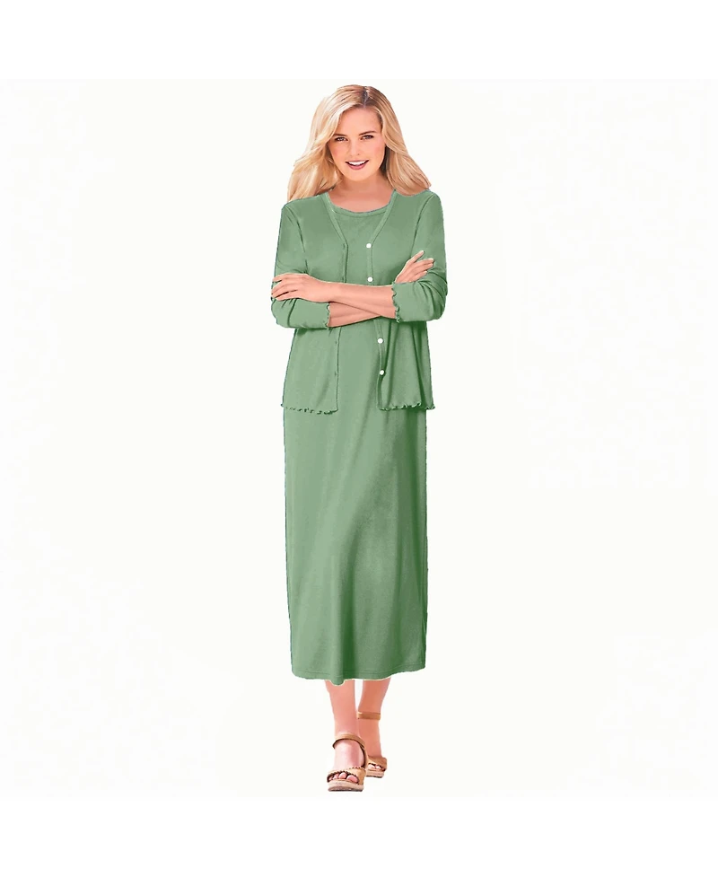Woman Within Women's Lettuce Trim Knit Jacket Dress
