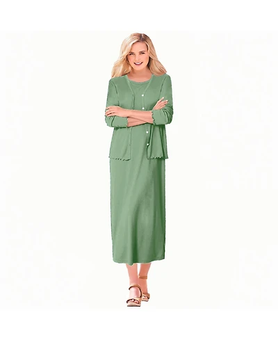 Woman Within Women's Lettuce Trim Knit Jacket Dress