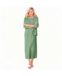 Woman Within Women's Lettuce Trim Knit Jacket Dress
