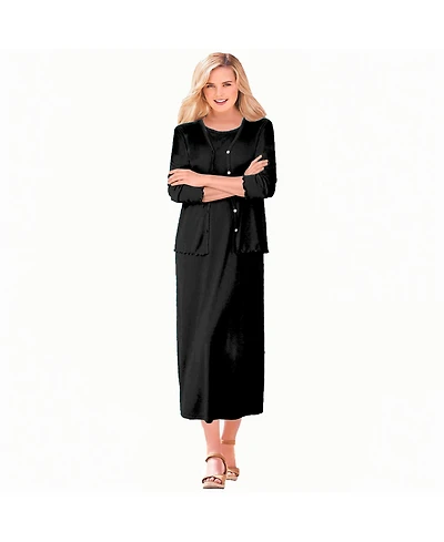 Woman Within Women's Lettuce Trim Knit Jacket Dress