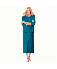Woman Within Women's Lettuce Trim Knit Jacket Dress