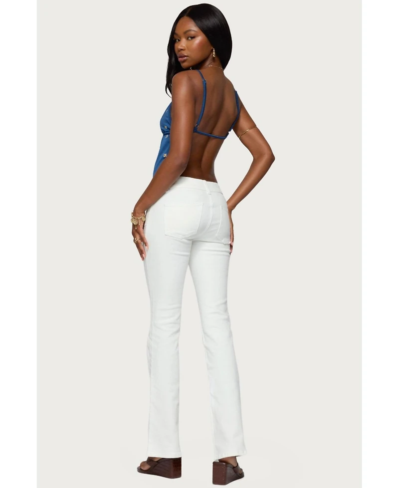 Edikted Womens Soleil Embroidered Open Back Top