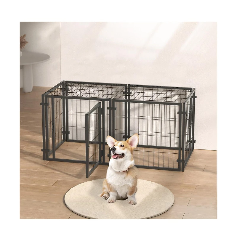 Aostirmotor Black 47 in. Dog Crate for Small Medium Large Dogs, Puppy Dog Playpen for Yard Indoor Outdoor Use
