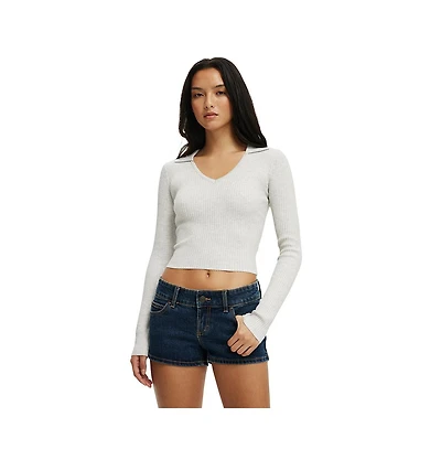 Cotton On Women's Everfine Rib V-Neck Polo