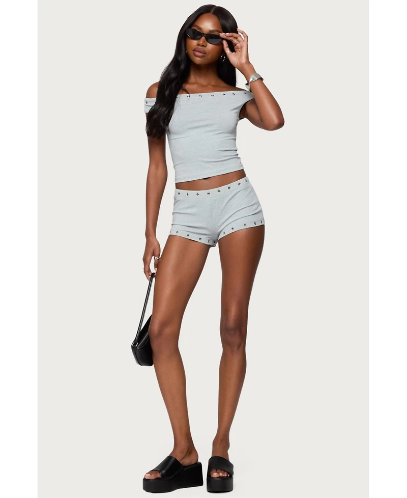 Edikted Women's Neriah Grommet Micro Shorts
