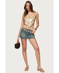 Edikted Women's Levana Distressed Denim Mini Skirt