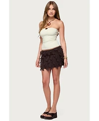 Edikted Womens Clare Chiffon Ruffled Mini Skirt