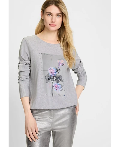 Olsen Women's Embellished Placement Print T-Shirt