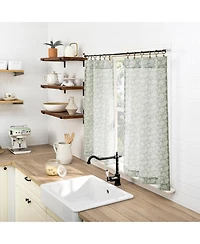 No. 918 Marist Floral Semi-Sheer Rod Pocket Kitchen Curtain Tier Pair